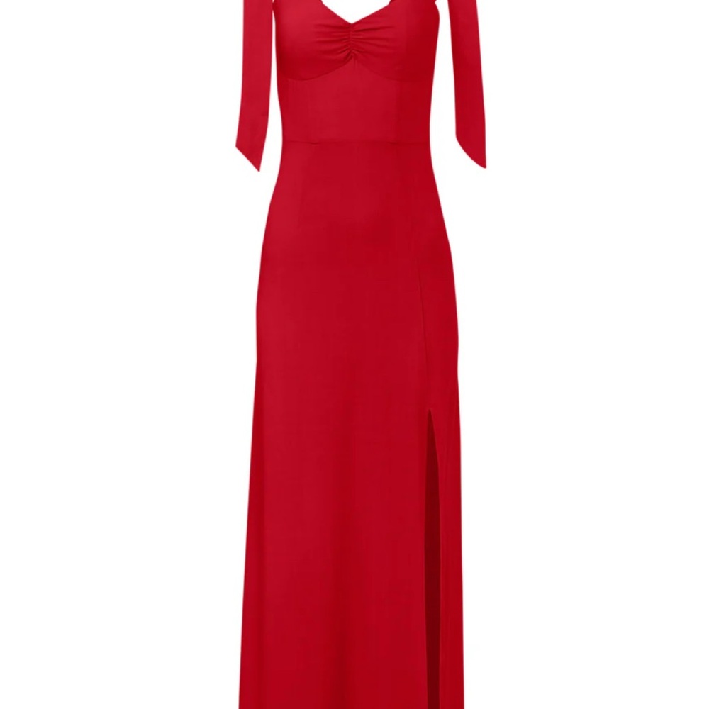 VENUS Red Sweetheart Tie Shoulder Maxi Dress